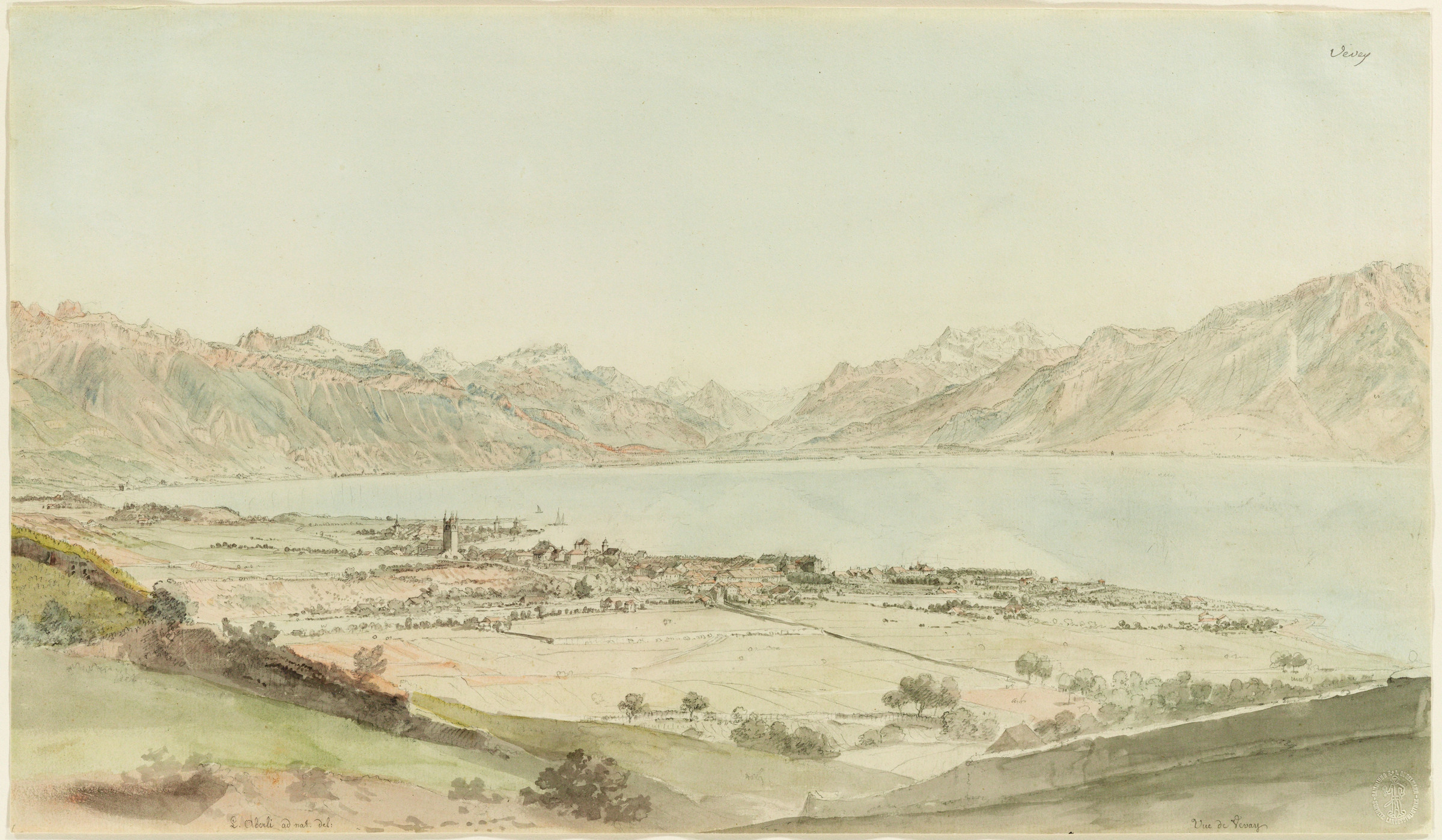 Vevey, veduta panoramica da nord con lago di Ginevra