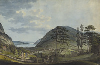 Goldau, veduta generale da sud. Catastrofe naturale; Rigiaa; Rossberg; Lago di Zugo