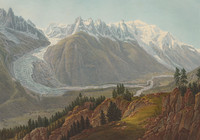 Chamonix, environs. Arve; Glacier des Bossons; Mer de Glace; Mont Blanc; Vallée de Chamonix