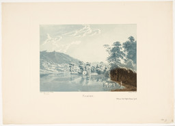 Lac de Sarnen; au premier plan, berger avec son troupeau