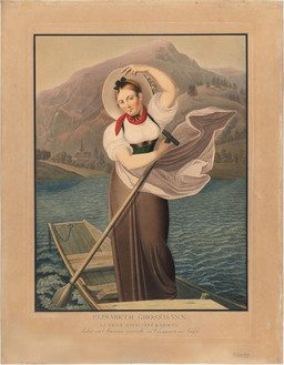 Portrait d’Elisabeth Grossmann en batelière sur le lac de Brienz