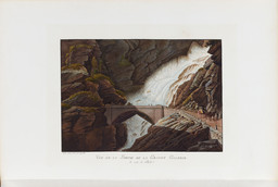 Veduta di un ponte che sormonta una cascata sulla strada del Sempione