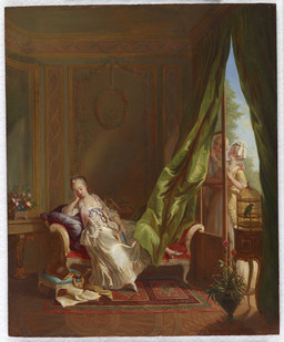 Jeune femme noble dormant dans un boudoir
