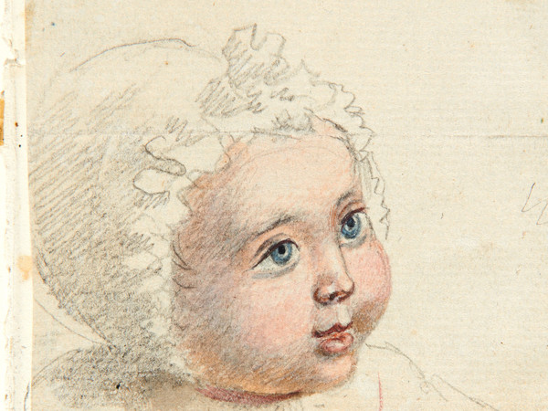 Ritratto di testa di neonato con sguardo rivolto verso destra
