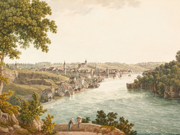 Blick von Westen auf Schaffhausen und den Rhein