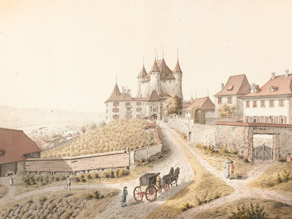 Vue du château de Thoune et du vignoble qui le jouxte