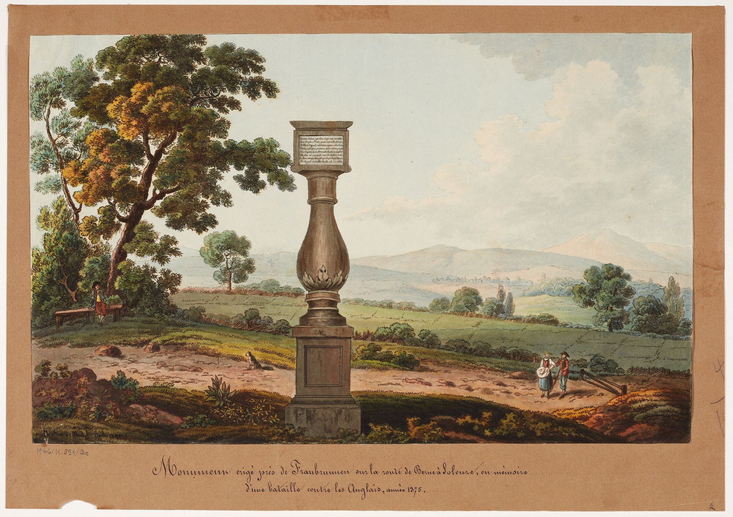 Paesaggio nei dintorni di Fraubrunnen; in primo piano un monumento