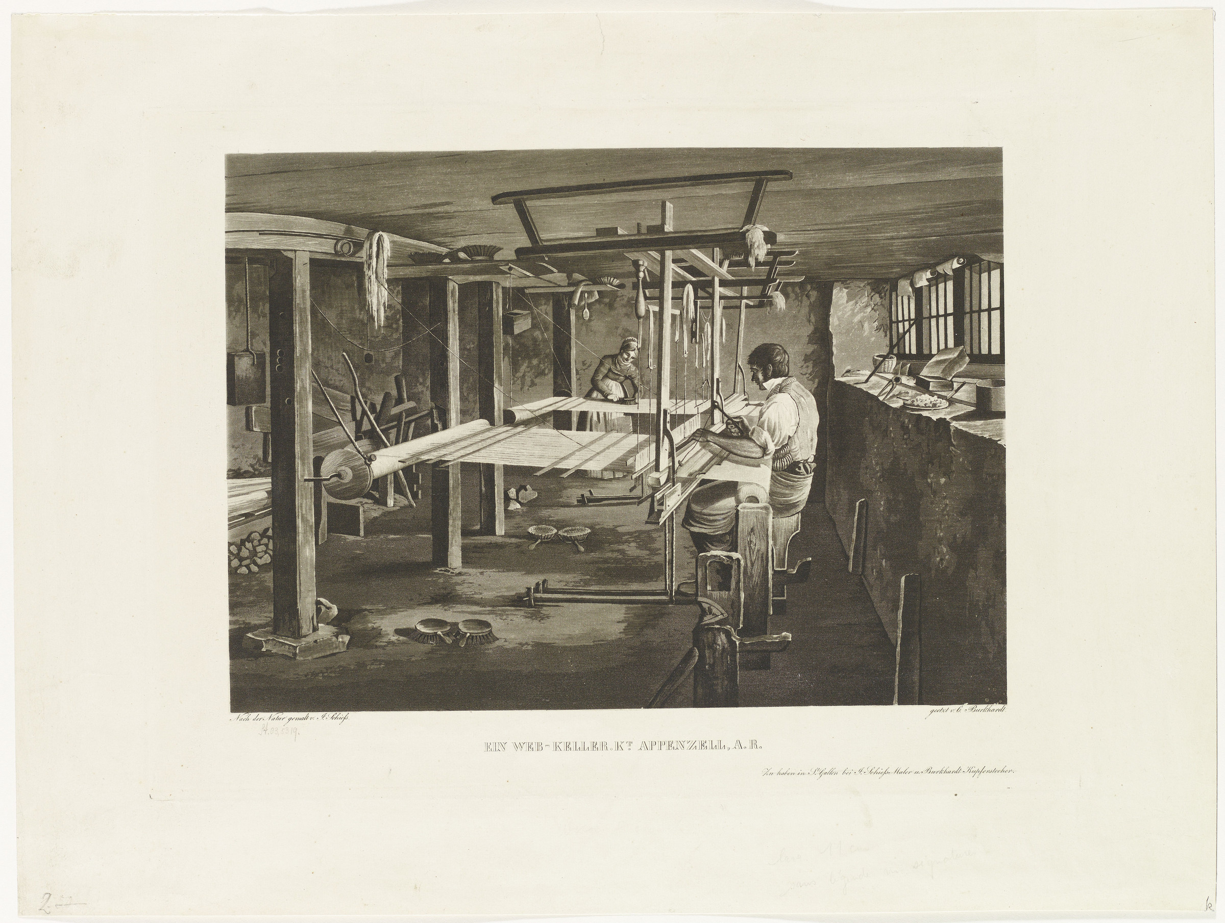Atelier de tissage en sous-sol dans le canton d’Appenzell Rhodes-Extérieures