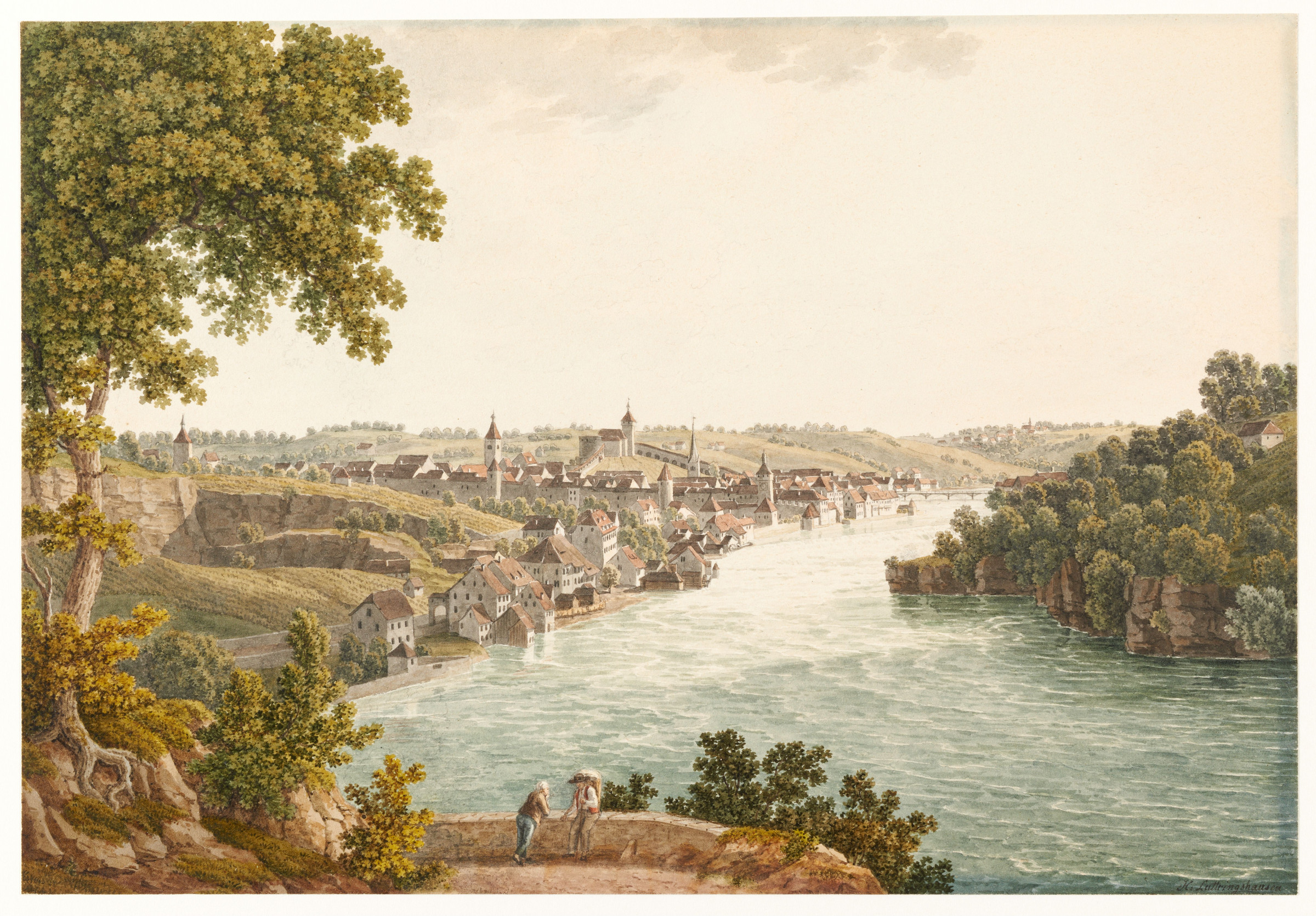 Vue de Schaffhouse et du Rhin depuis l’Ouest