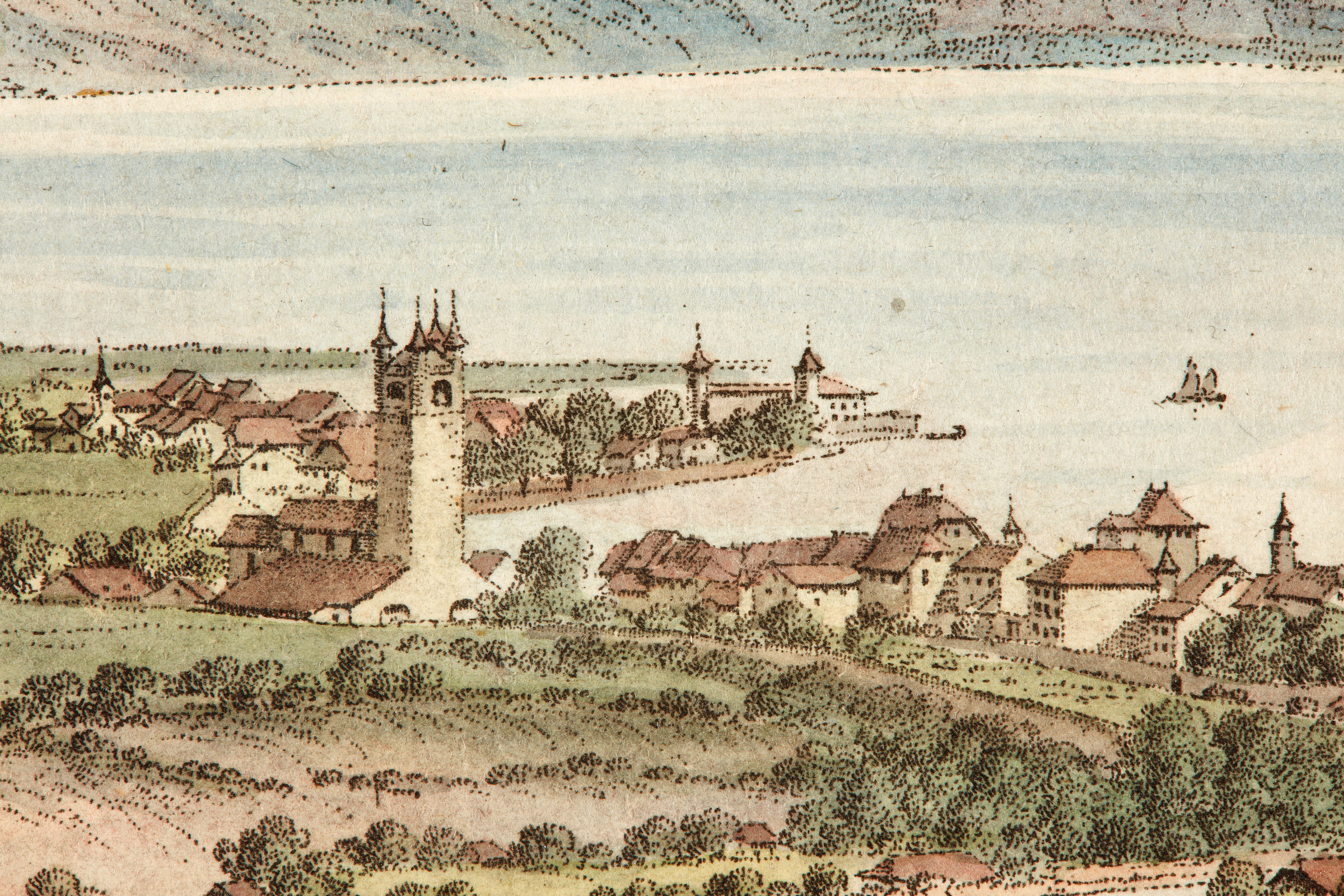 Johann Ludwig Aberli, Vue de Vevey, Detailansicht des Druckes ab der zweiten Platte
