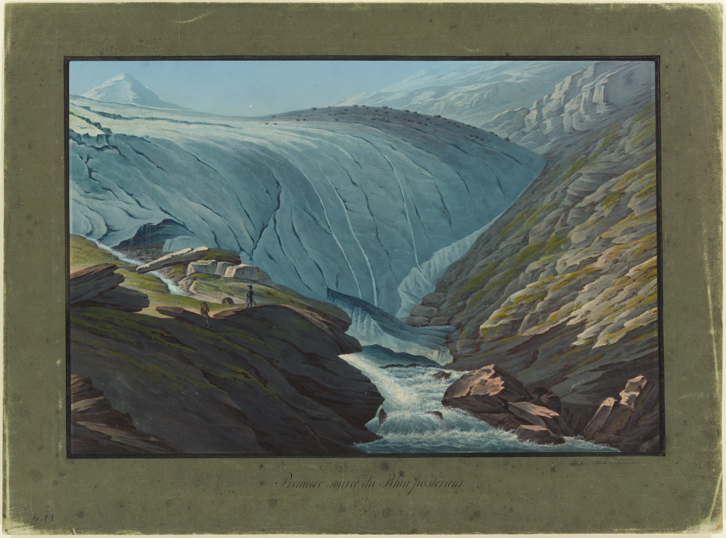 Fronte del ghiacciaio Paradies; in primo piano sgorga il Reno Posteriore