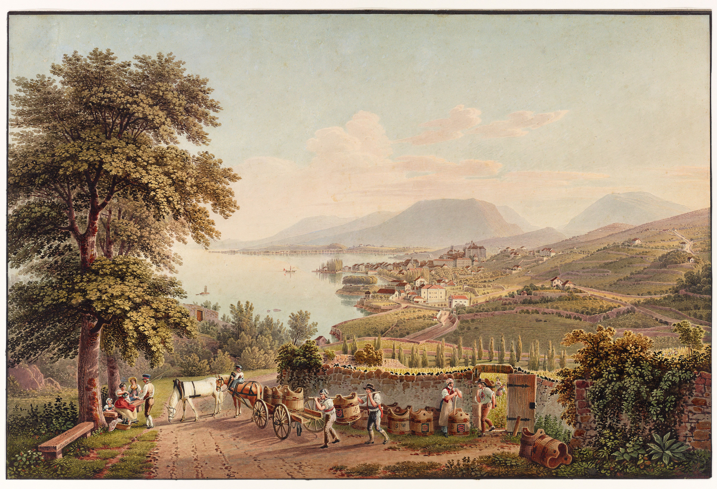 Vue du vignoble et de la ville de Neuchâtel depuis le nord-est