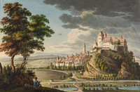 Burgdorf, Gesamtansicht von Südosten. Burg; Künstler; Regen; Wolke