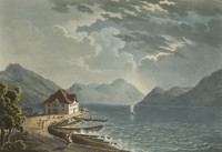 Alpnach, Teilansicht von Süden. Boot; Gewitter; Hafen; Vierwaldstättersee