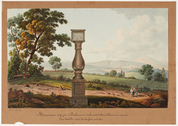 Landschaft in der Umgebung von Fraubrunnen, im Vordergrund ein Denkmal