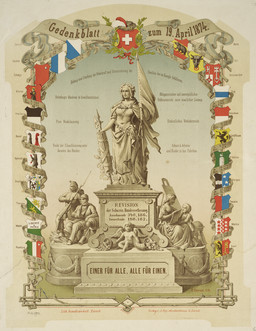 Feuille commémorant la révision de la Constitution fédérale en 1874