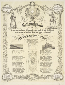 Nationalgruss zur Erinnerung an durch die Tagsatzung ausgesprochene Annahme der neuen Bundesverfassung der Schweiz